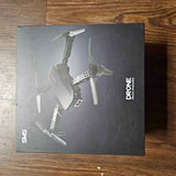 Drone box with white quadcopter illustration and DC motor design details