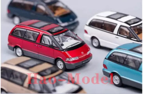 1:64 red and black minivan diecast model car with detailed interior and windows