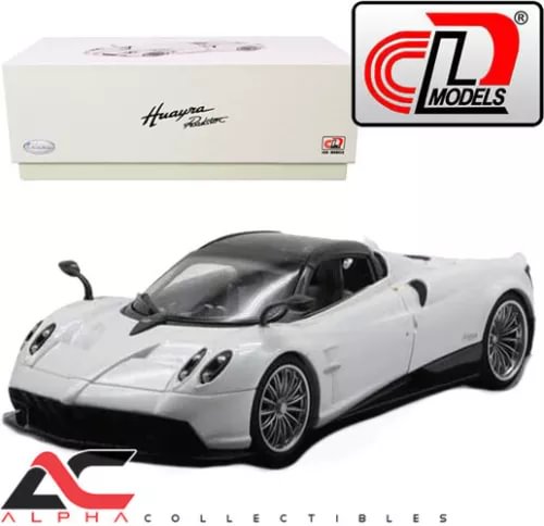 White Pagani Huayra Roadster 1:43 diecast model car, detailed front view