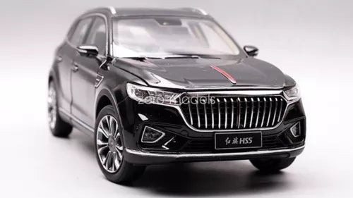 1/18 scale HongQi Red Flag HS5 black SUV diecast model car, front view