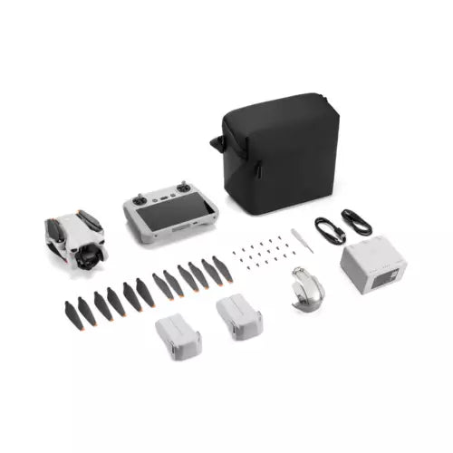Drone accessories set with controller, batteries, propellers, and charging case