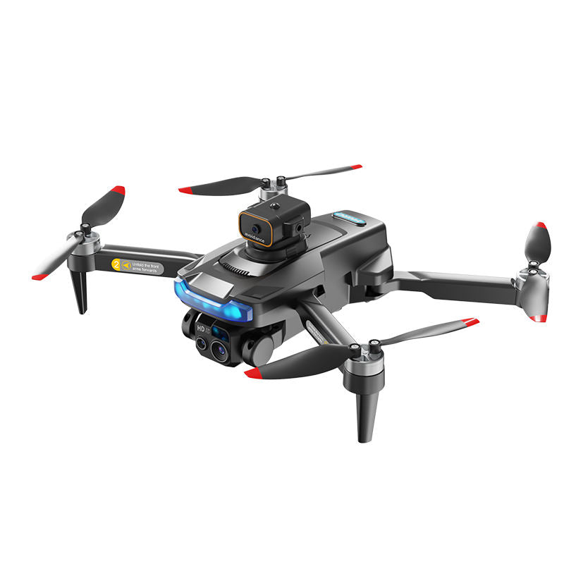 Quadcopter drone with dual cameras, four rotors and landing gear