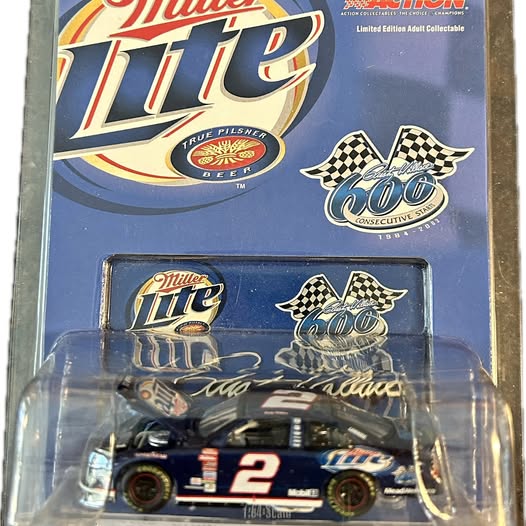 Miller Lite NASCAR diecast car with #2 and checkered 60th logo