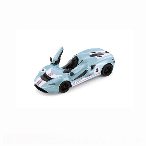 KINSMART McLaren Elva diecast toy car, light blue with black wheels and rear wing