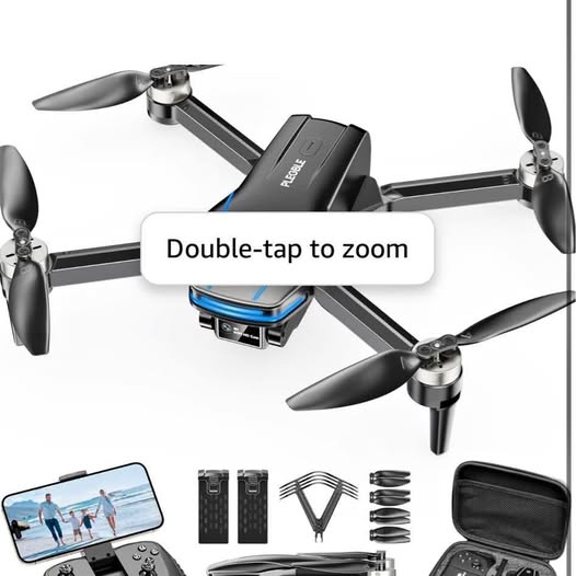 Foldable mini quadcopter drone with camera and propeller guards, with accessories