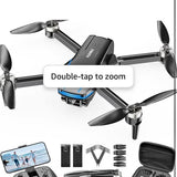 Foldable mini quadcopter drone with camera and propeller guards, with accessories