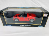 Welly 1:18 diecast metal car model, red Opel Speedster, in box