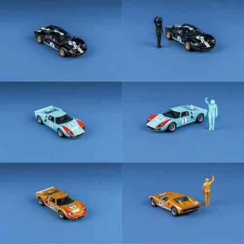 1:64 diecast model car toy set with multiple GT40 Mk II models and figures