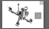 Quadcopter drone with mounted camera and four propellers