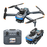 Professional 8K drone with screen controller, grey body and four orange-tipped propellers