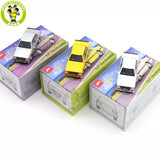 1/64 diecast toy car models in packaging, including a yellow car and white car.