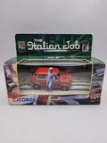 Red 1:36 scale diecast model car with driver and display box