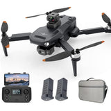 FPV drone with 3-axis gimbal camera, remote controller, spare prop guards, and carrying case