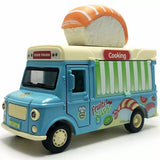 1:36 Sushi Food Truck Diecast Model Car Toy Vehicle Doors Open Light Sound Gifts Toy