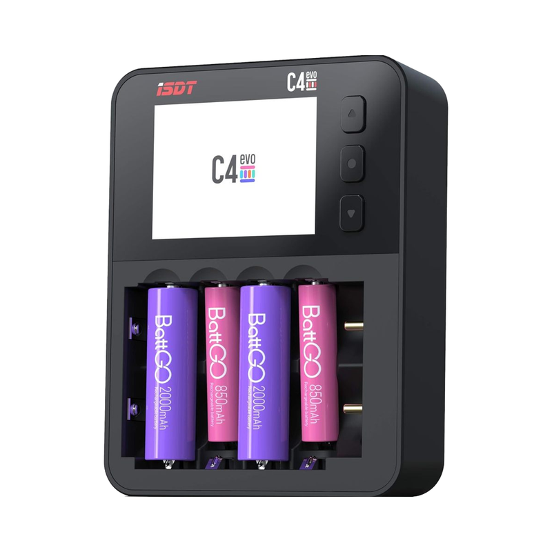 ISDT C4 EVO smart battery charger with Type-C screen and four battery slots