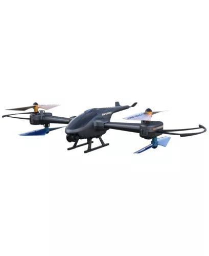 RC folding drone with mounted camera, four propellers