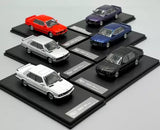 1:64 sports sedan diecast metal car toy set, six cars on display bases