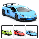 Light blue Lamborghini Aventador diecast model car, alloy toy with open door