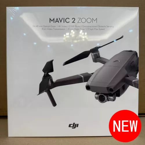 DJI Mavic 2 Zoom drone box with illustrated drone and red NEW badge