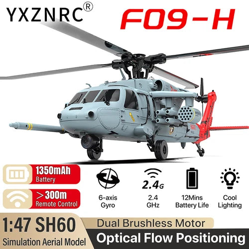 1:47 RC helicopter in light blue with main rotor and landing skids