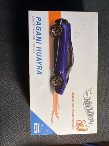 Hot Wheels ID Pagani Huayra purple diecast car in retail box