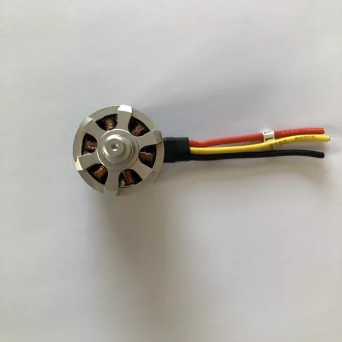Silver quadcopter replacement propeller motor with wiring leads
