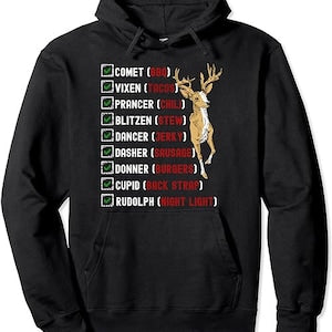 Black pullover hoodie with colorful graphic and text on the chest
