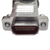 Metal D-sub connector with 15-pin socket and numbered contact row, rectangular face
