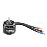 Brushless outrunner motor with mounting shaft and red/blue wire leads, Turbo logo