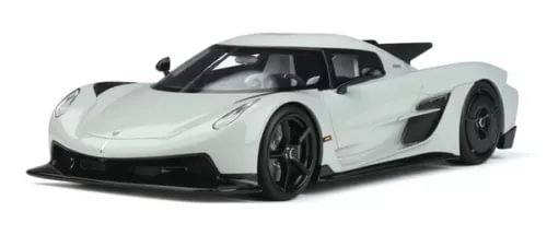 GT SPIRIT 1/18 diecast sports car, light gray body with black wheels, front 3/4
