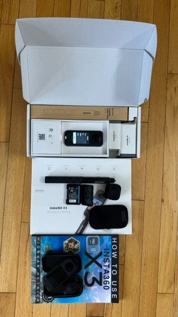 Insta360 X3 5.7K Action Camera - Adventure Kit + accessories + book + Free Ship
