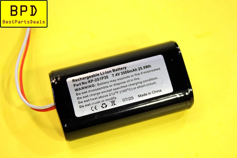 Li-ion rechargeable battery pack with 2-pin connector, label visible