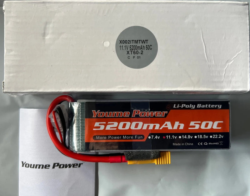 2pcs 11.1V 3S 5200mAh XT60_2 LiPo Battery for RC Car Truck Buggy Boat FPV Drone Battery