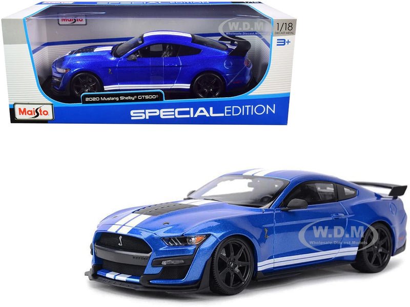 2020 FORD MUSTANG SHELBY GT500 BLUE MET. 1/18 DIECAST MODEL CAR BY MAISTO 31388