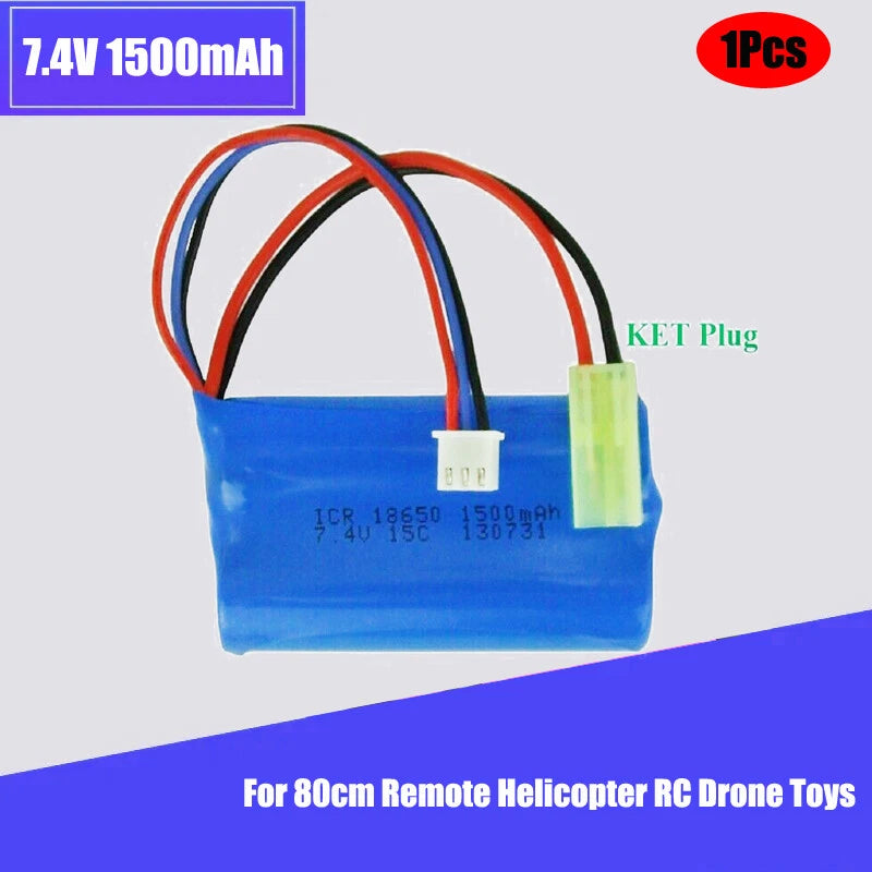 1¡Á1500mAh 7.4V xiaotiangong Plug Battery For 80cm Remote Helicopter RC Drone Toy