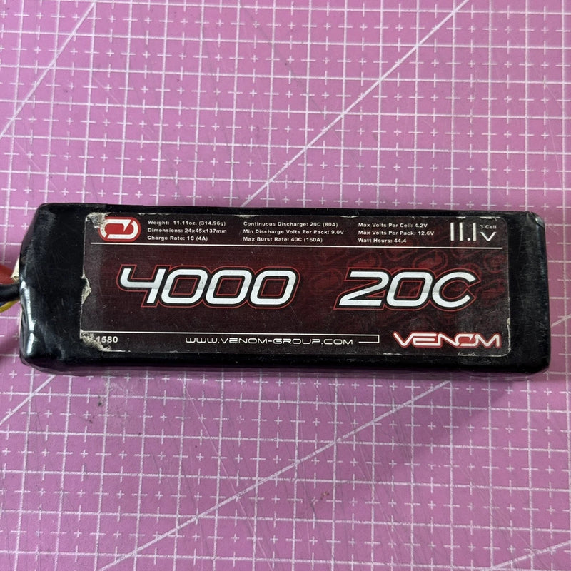 Venom Drive 4000mAh 11.1V 3S 20C RC LiPo Battery Universal Deans plug Battery