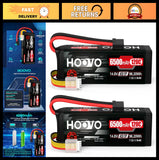 14.8V 6500mAh 120C Lipo Battery Pack for RC Cars, Trucks, Drones - 2 Packs