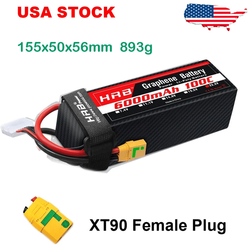 HRB 6S XT90S 6000mAh Lipo Battery 100C 22.2V for RC Helicopter Car Drone UAV FPV Battery