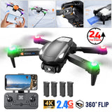 2024 New RC Drone With 4K HD Dual Camera FPV WIFI Foldable Quadcopter +4 Battery