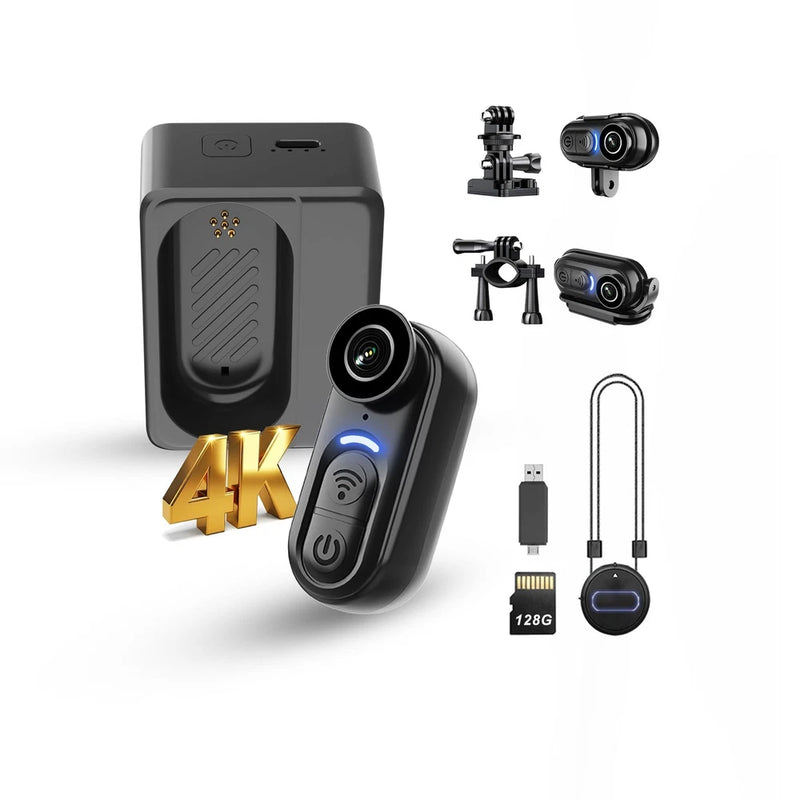 4K Mini Body Camera Action Cam with Audio & Video Recording -128G Thumb Size ...