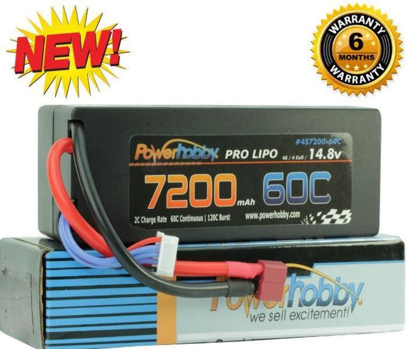 7200mAh 4S 14.8V 60C Hard Case LiPo Deans Plug Powerhobby PHB4S720060DNS Battery