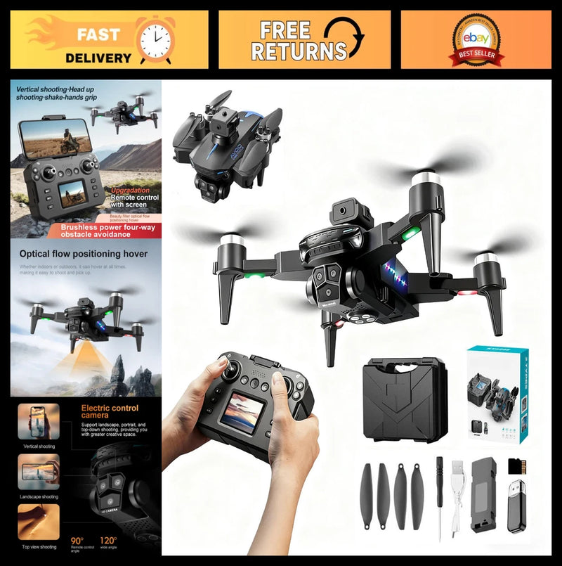 Foldable quadcopter drone with camera and handheld controller