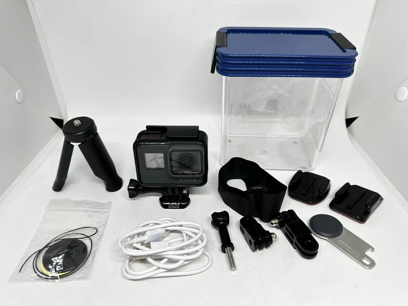 GoPro Hero5 Black action camera bundle with tripod, mounts, cable, clear waterproof case