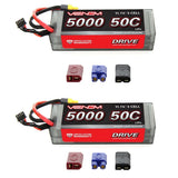 Venom 50C 3S 5000mAh 11.1V LiPo Hardcase RC Battery with Universal Plug x2 Packs