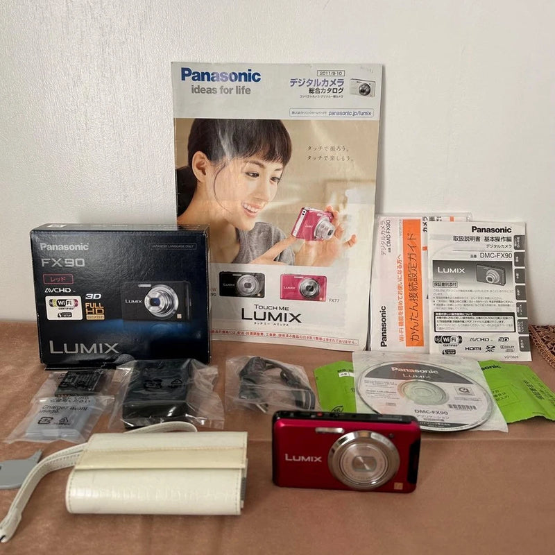 Panasonic LUMIX DMC-FX90 Compact Digital Camera Red with Accessories
