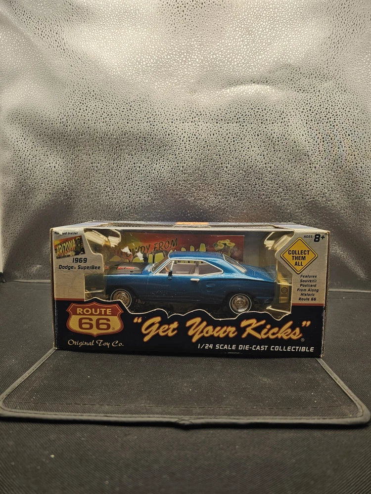 1969 Dodge Super Bee Original Toy Co. Route 66 Blue Diecast Model Car 1:24,NIB