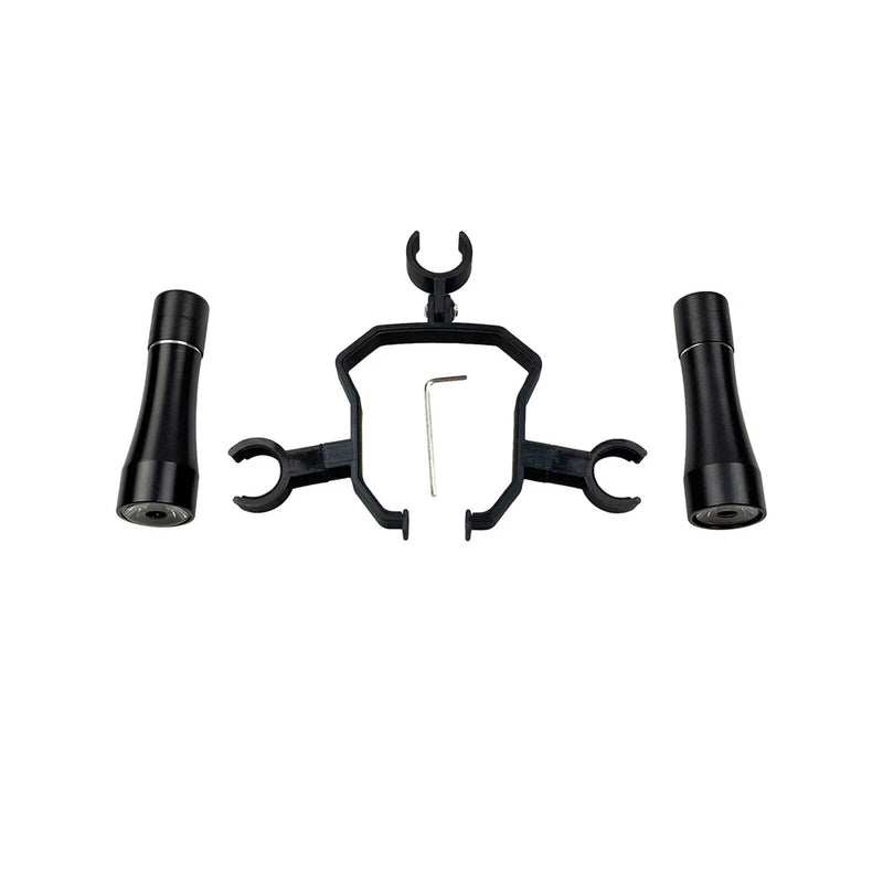 LED drone searchlight accessory with two cylindrical light pods and bracket