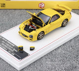 FH 1/64 Scale Mazda RX-7 FD3S A Spec Speed Yellow Diecast car Model Toy Gift