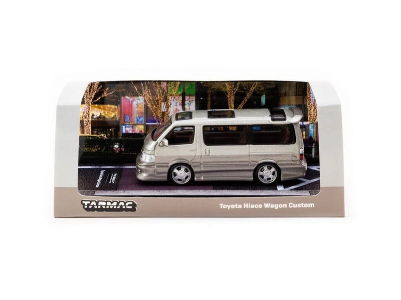 Diecast Model Tarmac Works 1/64 Toyota Hiace Wagon Custom Silver Brown ROAD64