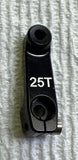 Black 25T servo horn for FT aluminum clamping, with central mounting hole and bolt